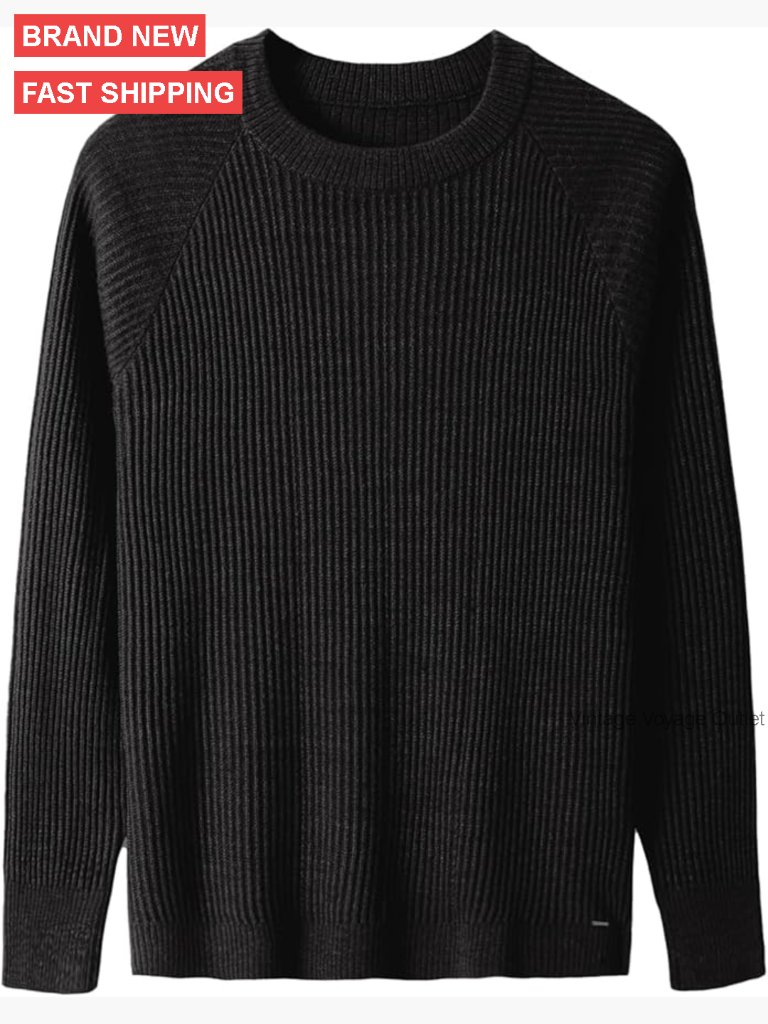 Men's Wool Blend Crewneck Pullover Sweater Slim Fit Long Sleeve